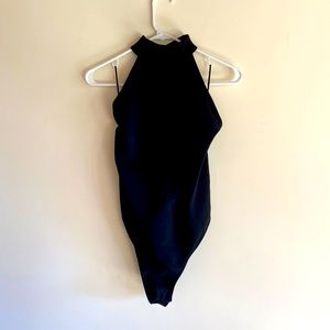 Low back, buttons around neck bodysuit